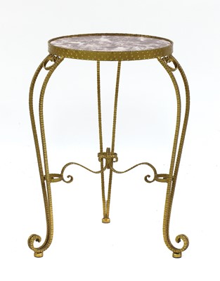 Lot 173 - A French wrought iron and marble side table