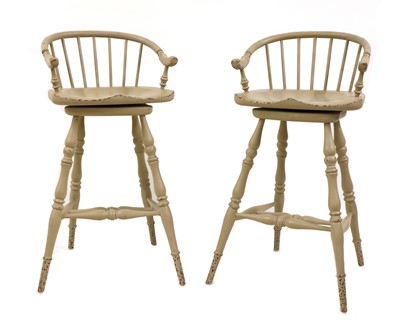 Lot 301 - A pair of modern painted yoke-back bar stools