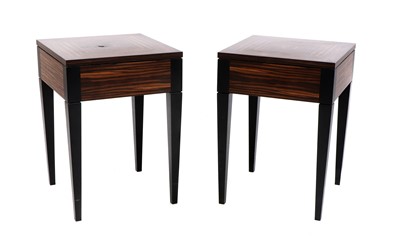 Lot 355 - A pair of Art Deco-style Macassar ebony bedside tables