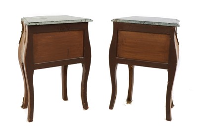 Lot 298 - A pair of French Louis XV-style walnut, marquetry inlaid and gilt-metal mounted night tables