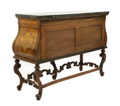 Lot 297 - A walnut and marquetry inlaid bombe commode in the 18th-century taste