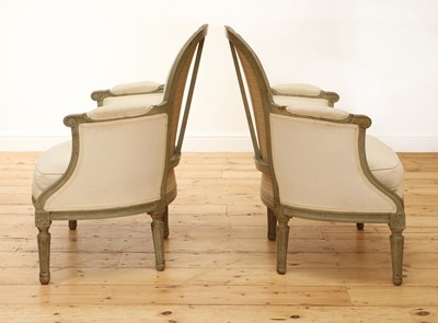 Lot 8 - A pair of French Louis XVI-style painted fauteuils