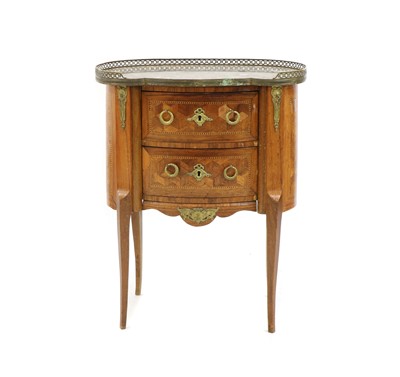 Lot 528 - A small French kingwood and parquetry inlaid oval commode