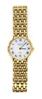 Lot 1528 - A ladies' gold-plated Raymond Weil 'Fidelio' quartz bracelet watch