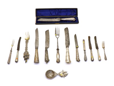 Lot 44 - Eleven silver handled cutlery items and two Dutch items