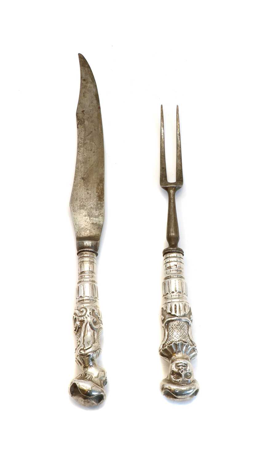 Lot 80 - A Victorian silver handled carving knife and fork