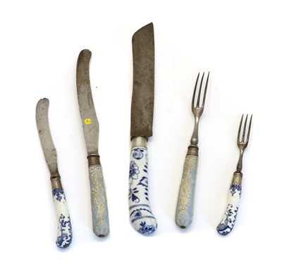 Lot 72 - Two pairs of ceramic handled knives and forks