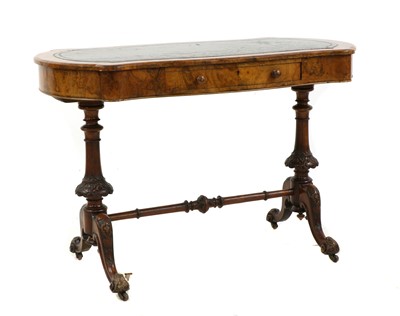 Lot 328 - A Victorian figured walnut and boxwood strung writing table