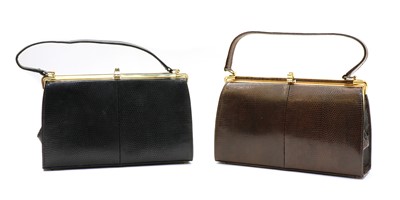 Lot 162 - A vintage black snake skin handbag, possibly by Mappin & Webb