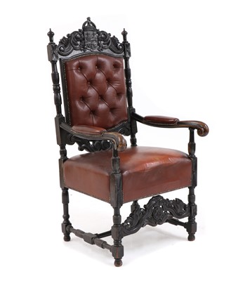 Lot 548 - An oak throne chair