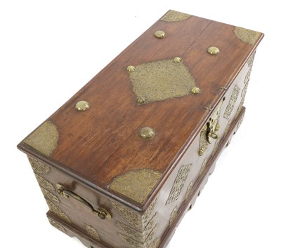 Lot 352 - An Anglo-Indian brass bound camphor dowry chest