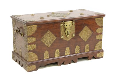 Lot 352 - An Anglo-Indian brass bound camphor dowry chest