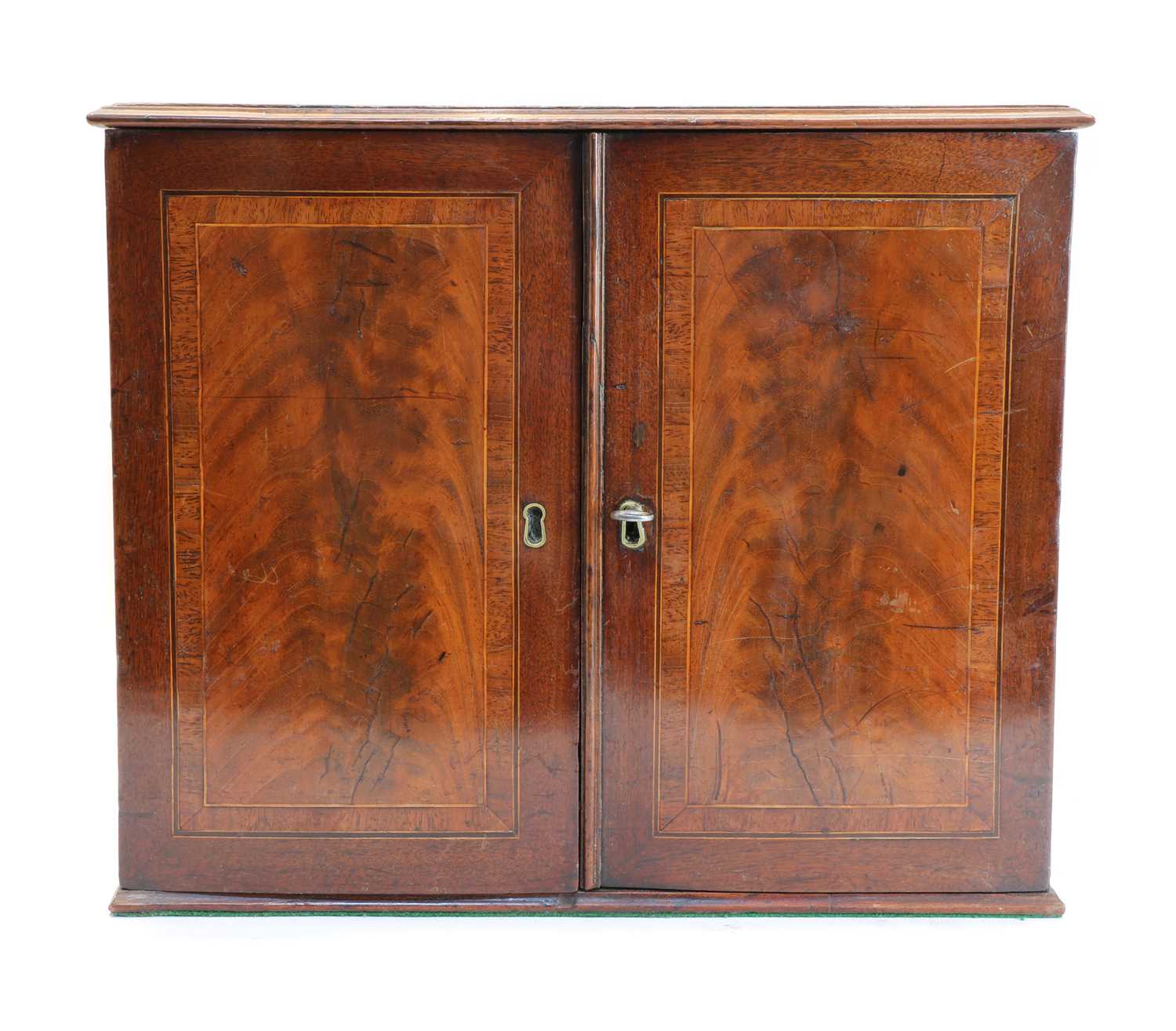 Lot 155 - A mahogany, crossbanded and line inlaid table top collector’s cabinet