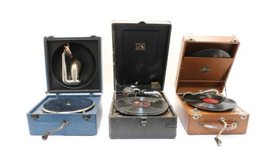Lot 228 - Three table top folding gramophones