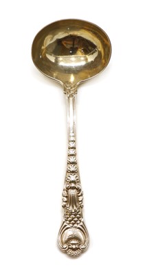 Lot 7 - A late George III silver Coburg pattern sauce ladle