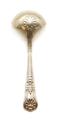 Lot 7 - A late George III silver Coburg pattern sauce ladle