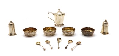 Lot 13 - A cased set of four silver table salts
