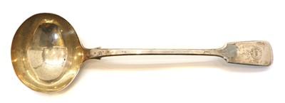 Lot 23 - A Victorian silver Fiddle pattern soup ladle