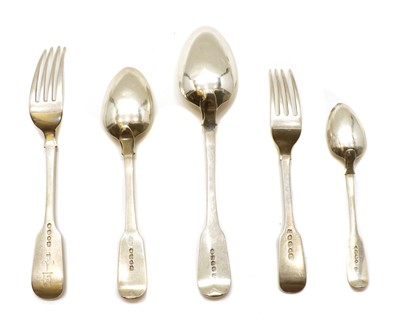 Lot 17 - A collection of silver fiddle pattern flatware