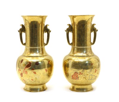Lot 88 - A pair of Chinese brass vases
