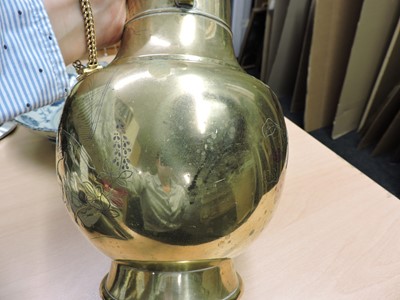 Lot 88 - A pair of Chinese brass vases