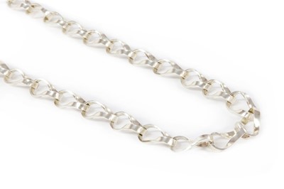 Lot 1335 - A sterling silver twisted link necklace