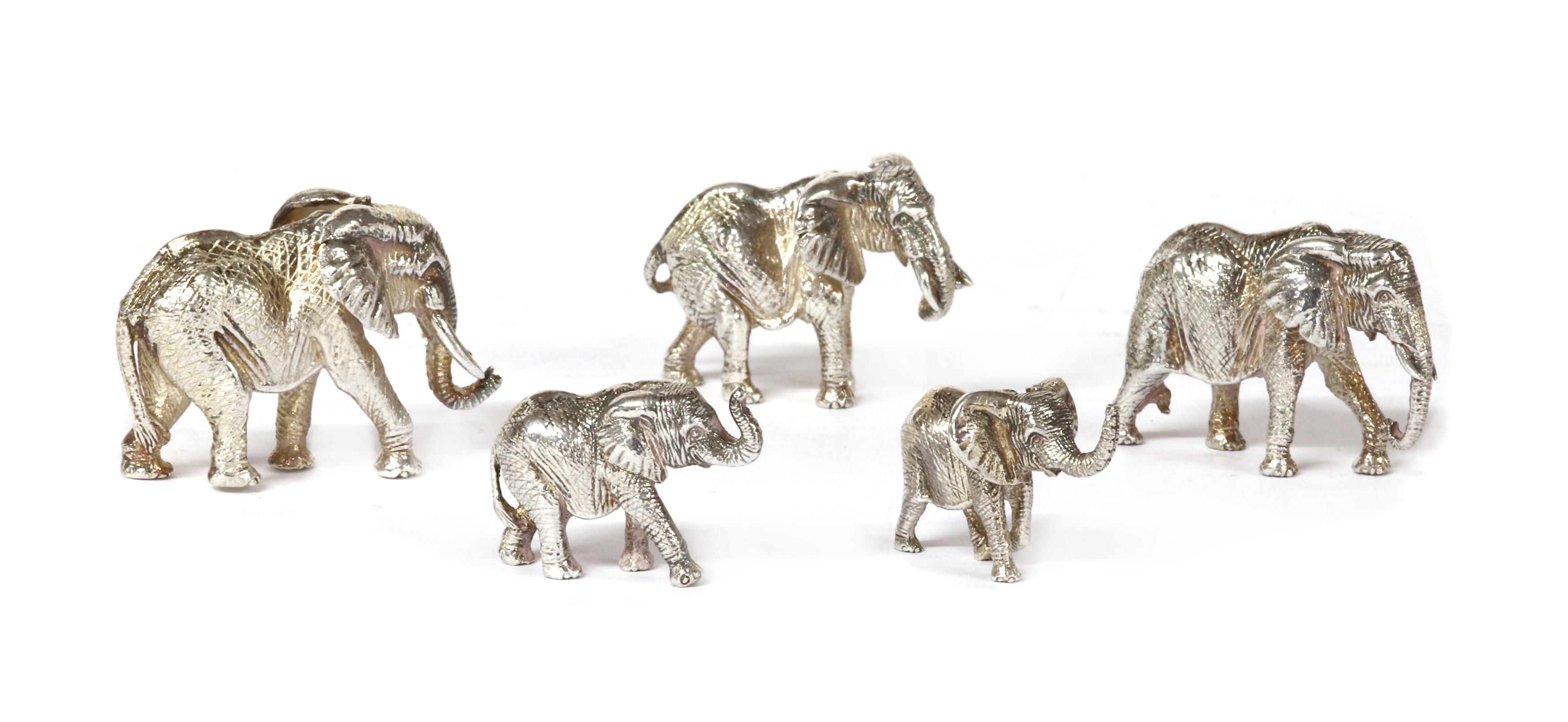 Lot 1316 - A set of five silver sculptures of