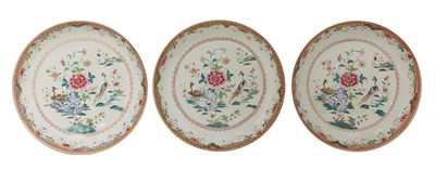 Lot 348 - Three Chinese famille rose plates