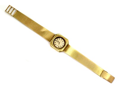 Lot 402 - A ladies' 18ct gold Omega mechanical watch movement in an earlier Swiss case and bracelet