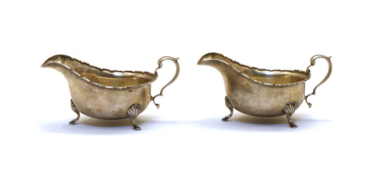 Lot 1 - A pair of silver sauceboats