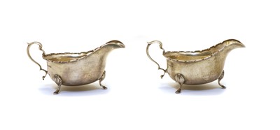 Lot 1 - A pair of silver sauceboats