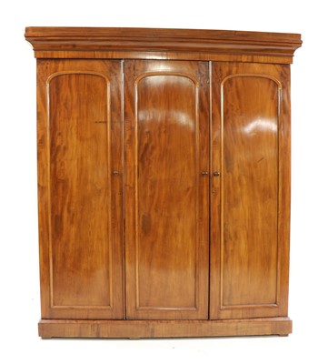 Lot 384 - A Victorian mahogany triple door wardrobe