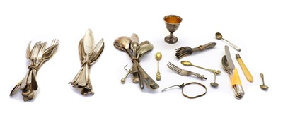 Lot 70 - A collection of silver and silver plated flatware