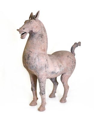 Lot 16 - A large Chinese grey pottery horse