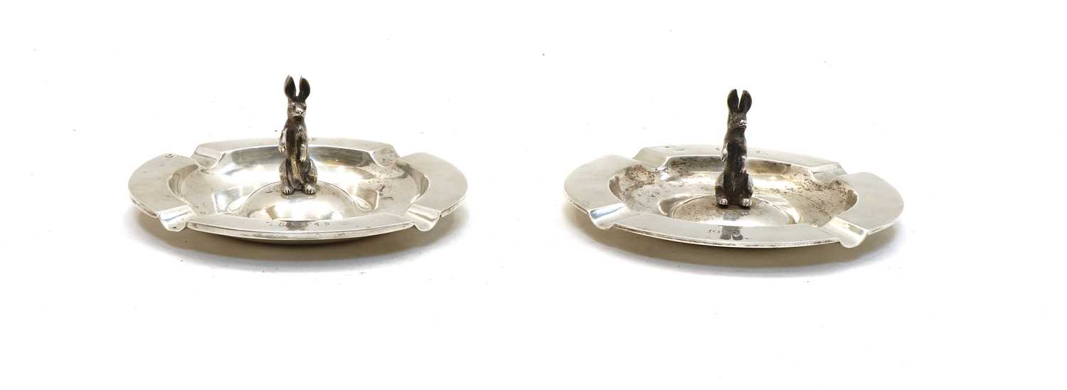 Lot 31 - A pair of Portuguese 833 standard silver ashtrays