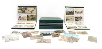 Lot 221 - Five albums and a box of over 700 postcards and photographs relating to deer, stalking