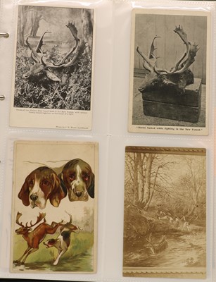 Lot 221 - Five albums and a box of over 700 postcards and photographs relating to deer, stalking
