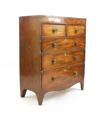 Lot 322 - A George IV mahogany tall chest of two short and three long drawers