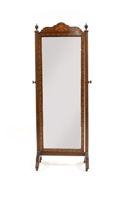 Lot 326 - A late 19th century Scottish mahogany and marquetry inlaid cheval mirror