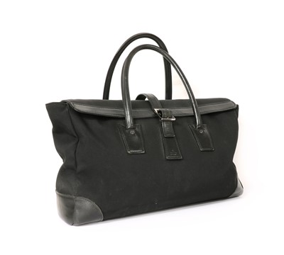 Lot 1371A - A Gucci black nylon and leather weekend bag