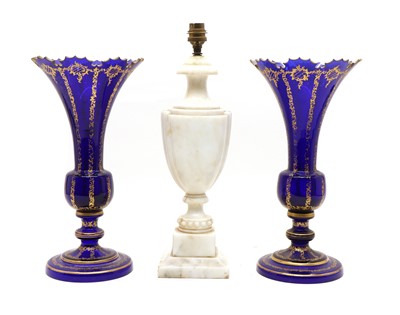 Lot 197 - A pair of early 20th century blue glass vases