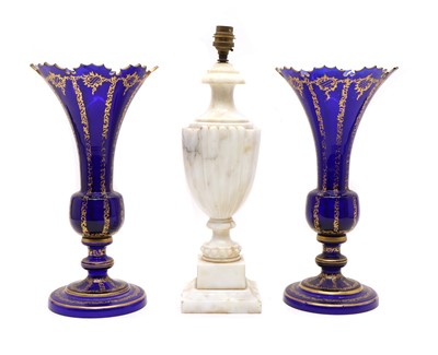 Lot 197 - A pair of early 20th century blue glass vases