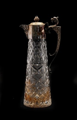 Lot 151 - A silver mounted cut crystal claret jug