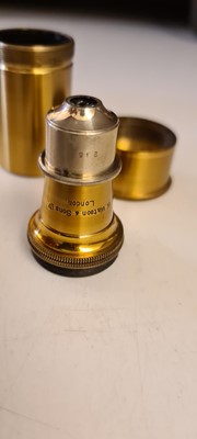 Lot 235 - A black and lacquered compound brass monocular microscope