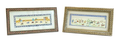 Lot 254 - A pair of framed Indian Mughal style miniature paintings on ivory