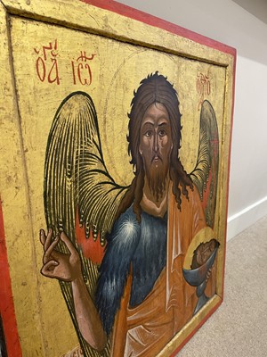 Lot 16 - A large icon of St John the Forerunner