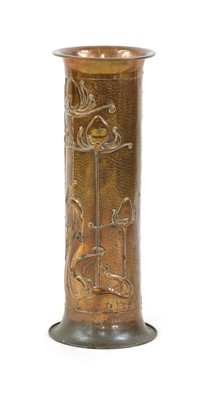 Lot 257 - An Art Nouveau 'planished' copper stick stand