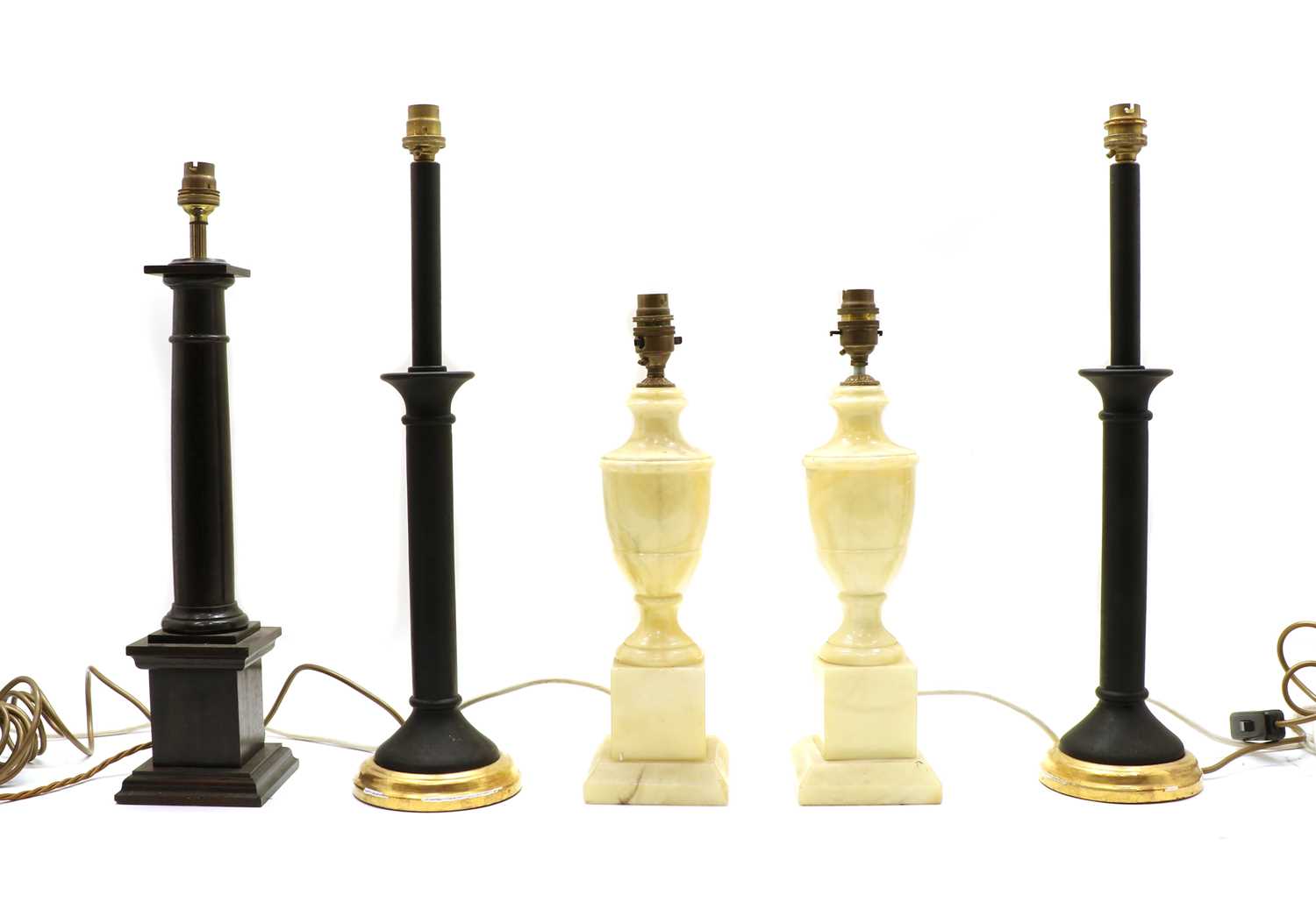 Lot 126 - Three modern painted wooden table lamps