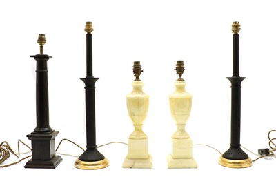 Lot 126 - Three modern painted wooden table lamps