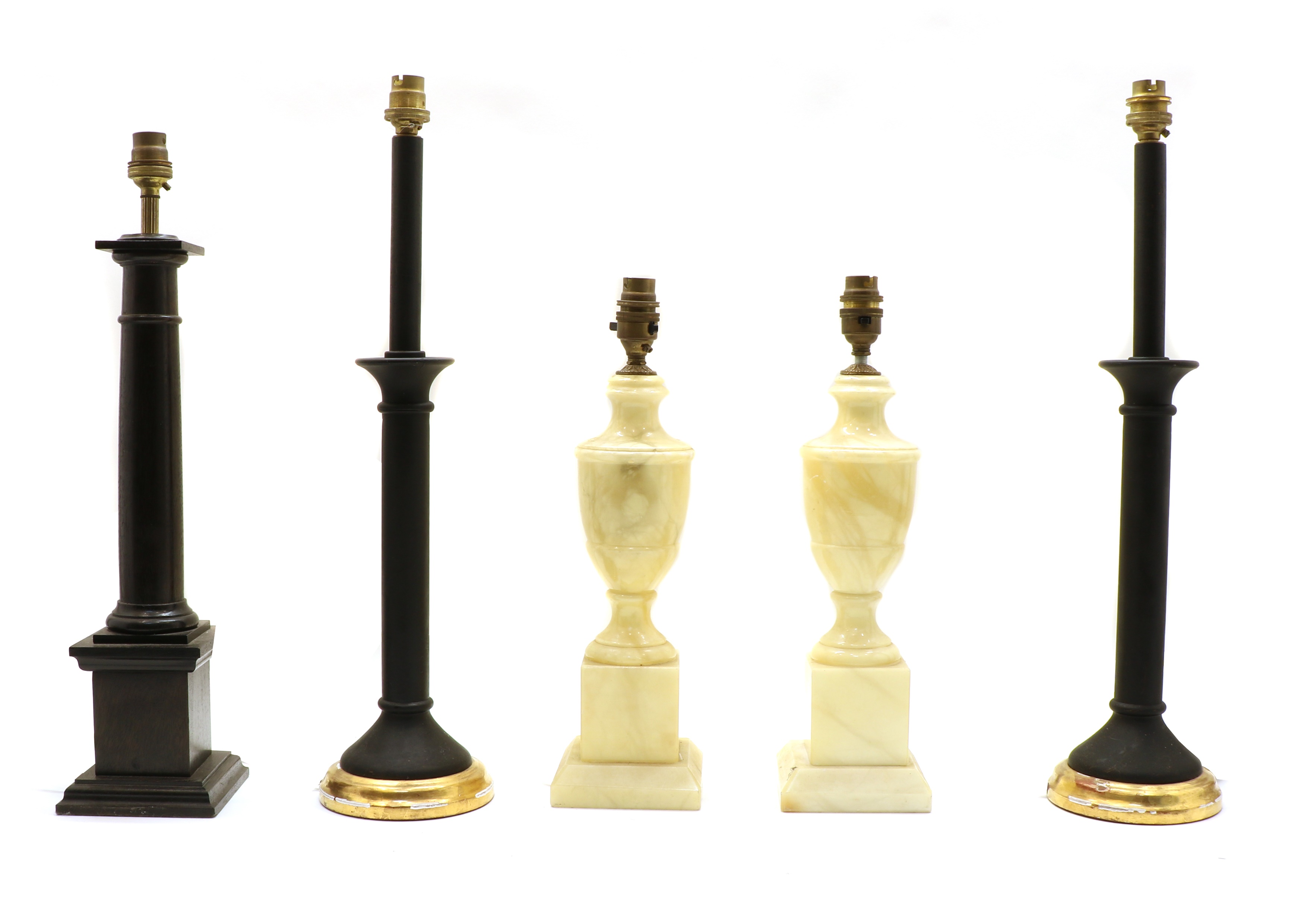 Lot 126 Three modern painted wooden table lamps